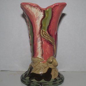 Tracy Porter Floral Flower/Bird Bud Vase Hand Painted